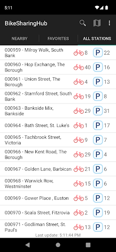 Android application Bike Sharing Hub screenshort