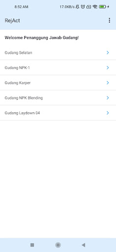 Android application RejAct screenshort