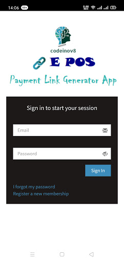 Android application codeinov8 - E POS Payment Link screenshort
