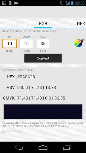 Android application Color Converter screenshort