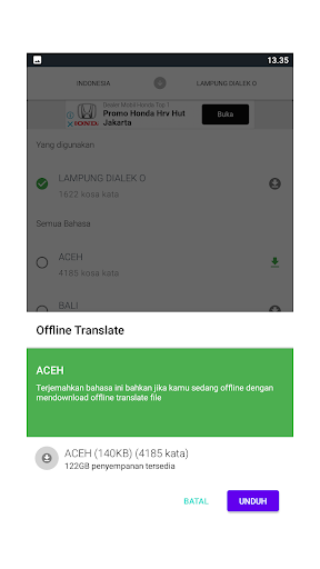 Indonesian Regional Dictionary