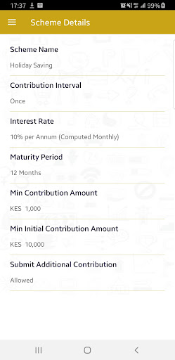 Android application Kibu SACCO screenshort