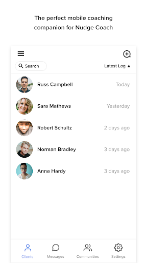 Android application Nudge for coaches screenshort
