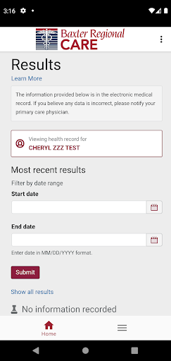 Baxter Regional CARE Screen 2