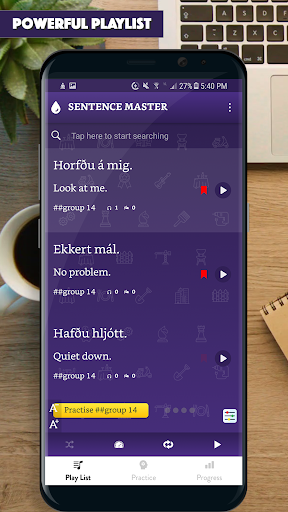 Android application Icelandic Sentence Master screenshort
