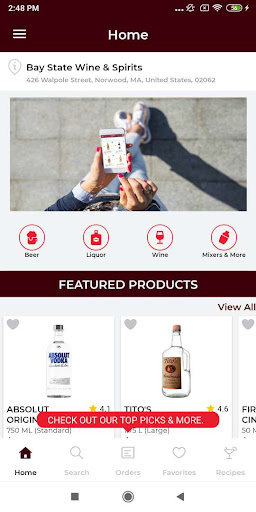 Android application Bay State Wine & Spirits screenshort