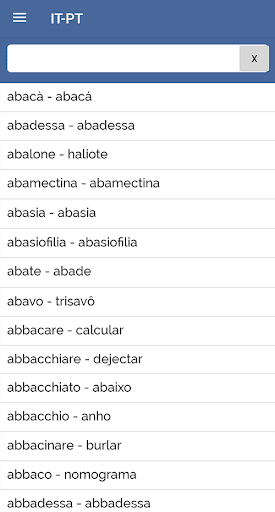 Portuguese Italian Dictionary Screen 2