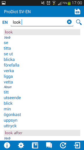 Swedish - English dictionary Screen 2