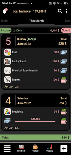 Android application Momoni: Expense Manager screenshort
