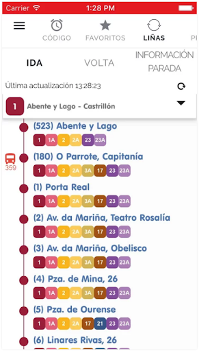 Android application Tranvias Coruña screenshort