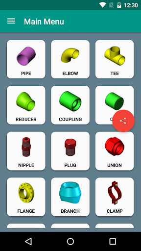 Android application Pipe and Fitting screenshort