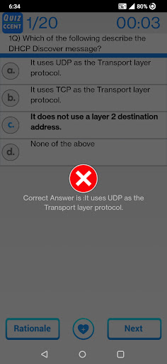 CCENT 640-822 Exam Quiz Screen 3