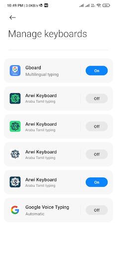Arwi/ArabuTamil Keyboard Screen 3