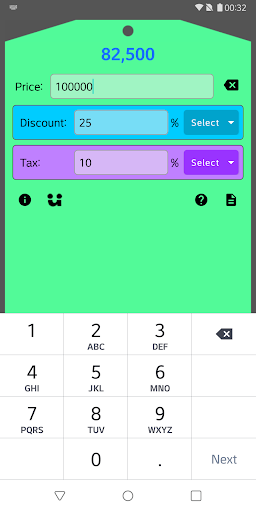 Discount and Tax Calculator Screen 2