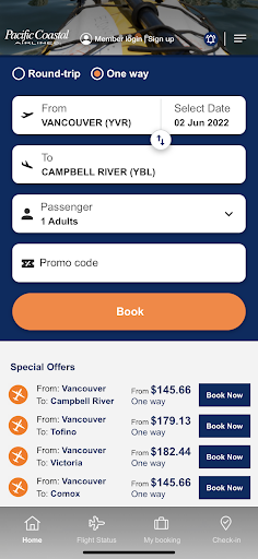 Pacific Coastal Airlines Screen 3
