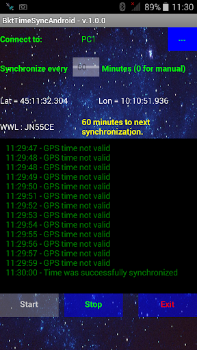 BktTimeSyncAndroid Screen 2