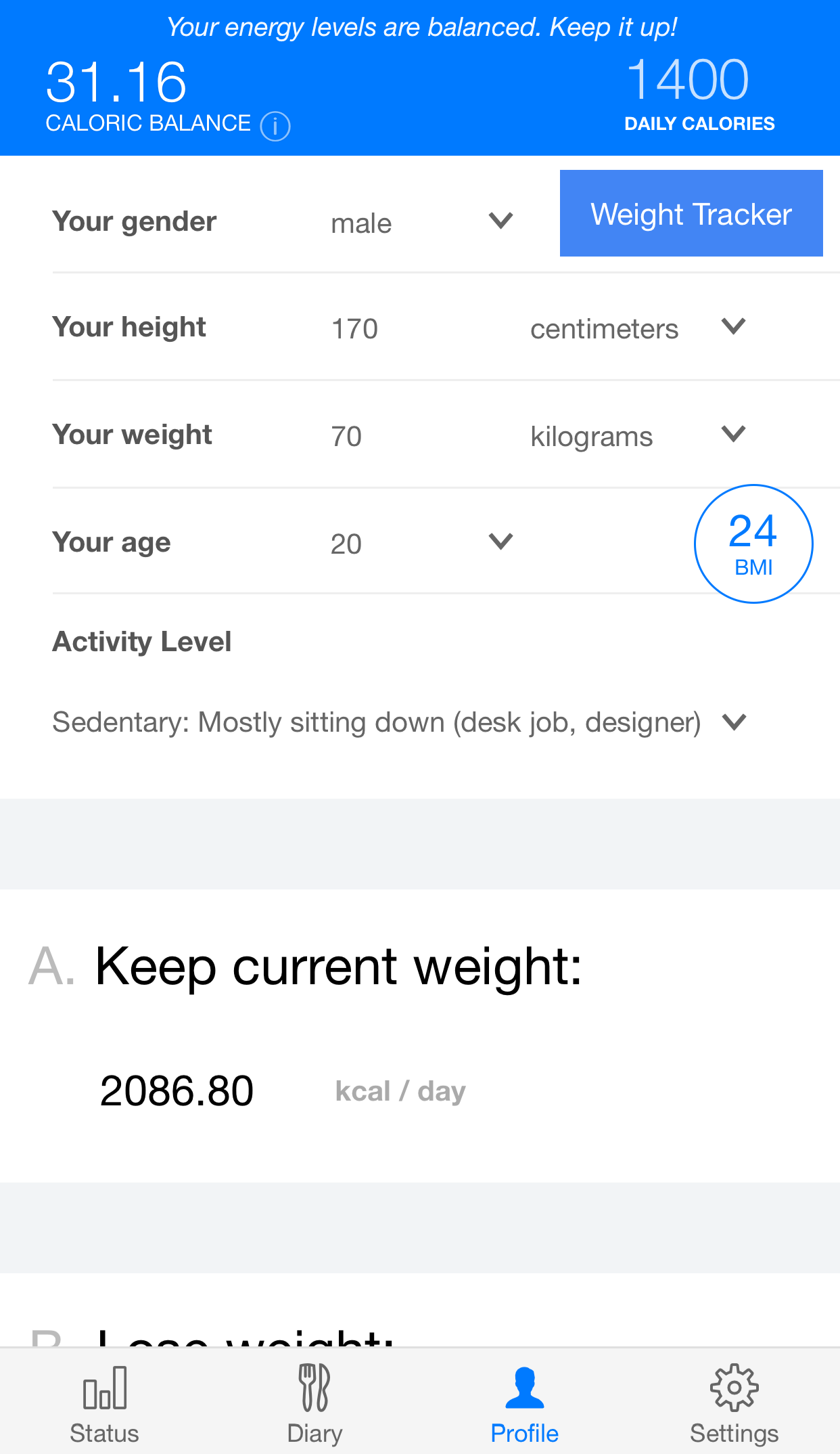 Android application Scientific Diet Clock screenshort