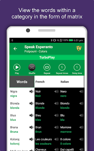 Screenshot of Learn Esperanto Language App