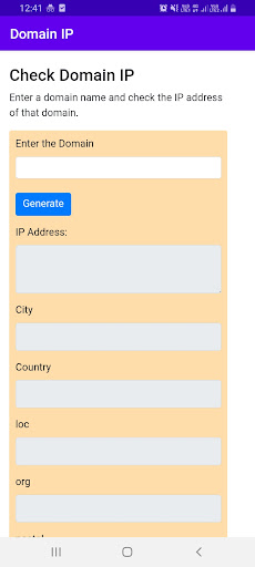 Android application Check Domain IP Address screenshort