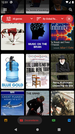Documentaries, Series, Live TV Screen 3