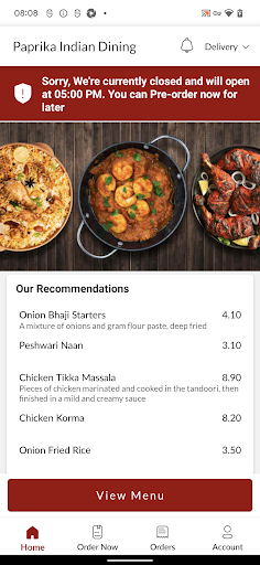 Paprika Indian Dining Screen 2