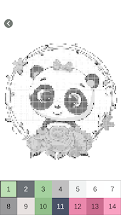 Panda Pixel Art Color