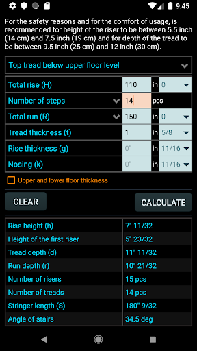 Classic stair calculator Screen 2