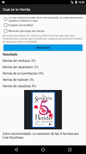Android application Cual es tu herida emocional screenshort