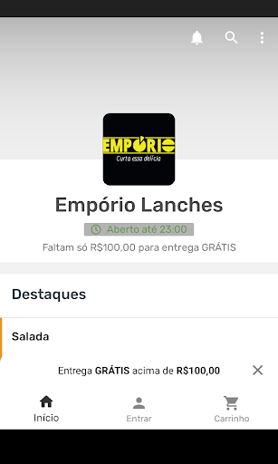 Android application Empório Lanches screenshort
