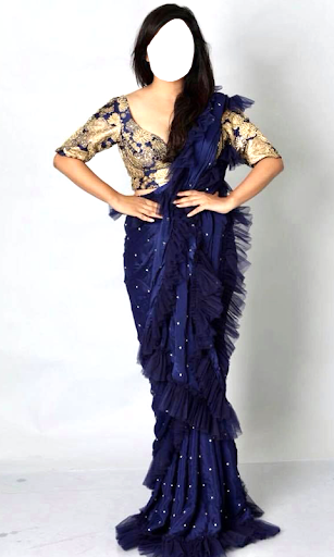 Women Ruffle Saree Photo Suit Screen 2