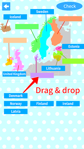 Android application World Countries Map Quiz screenshort