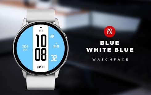 Blue White Blue Watch Face Screenshot