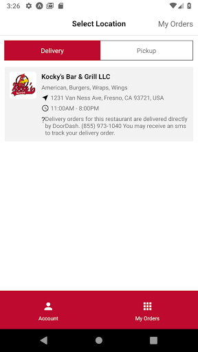 Android application Kocky's Bar & Grill screenshort