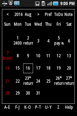 Android application Planner 8 Plus screenshort