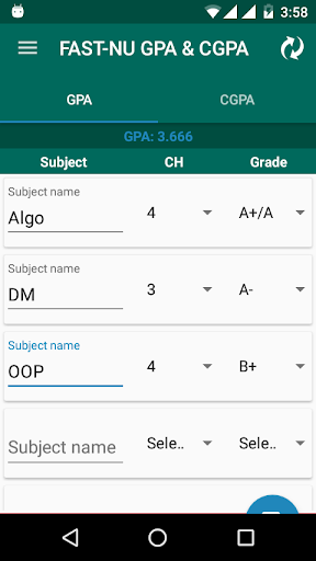 FAST NU GPA  CGPA Calculator