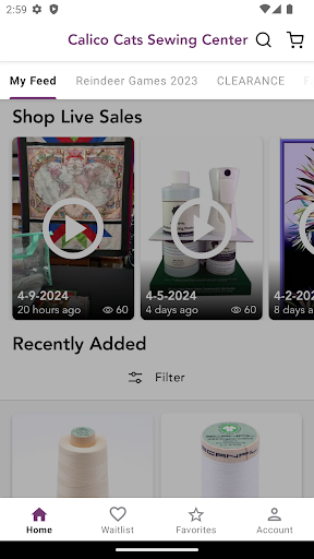 Android application Calico Cats Sewing Center screenshort