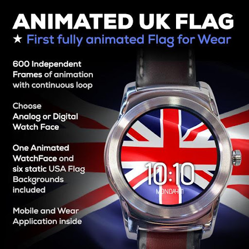 Animated UK Flag Watch Face