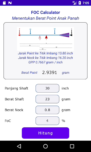 Android application FOC Arrow Calculator screenshort