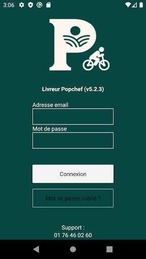 Android application Livreur Popchef screenshort