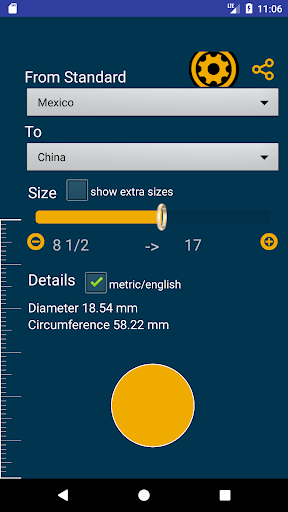 Android application Ring Size Converter screenshort