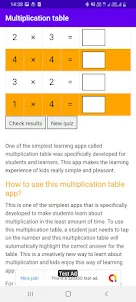 Multiplication Table learning