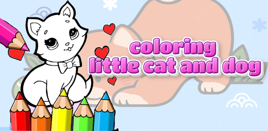coloring little cat and dog