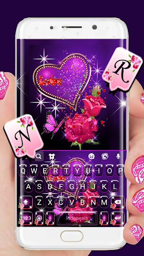 Android application Sparkle Purple Heart Keyboard screenshort