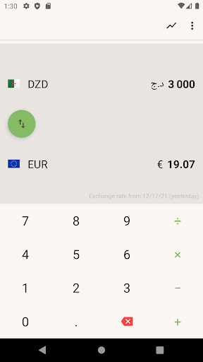 Euro Dinar Converter | DZD EUR Screen 2