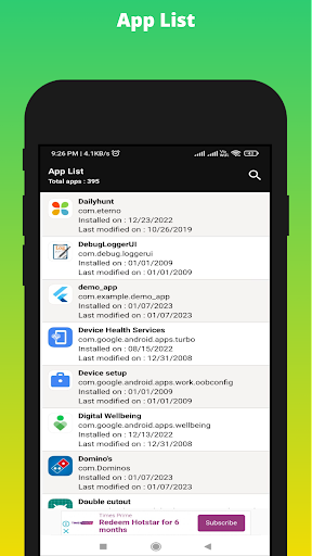 Android application App List screenshort