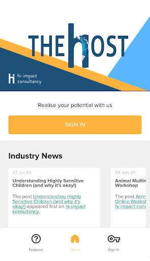 Android application hi-impact - the host screenshort