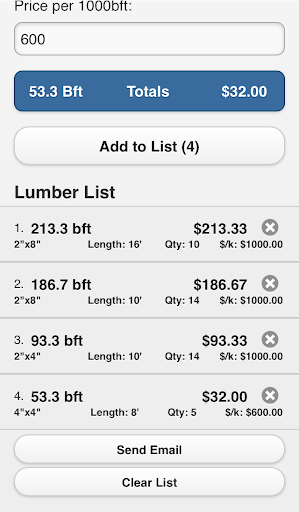 Sawmill Calculator Pro Screen 3