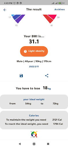Know your ideal weight Screen 2