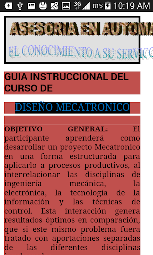 Android application Diseño Mecatronico screenshort