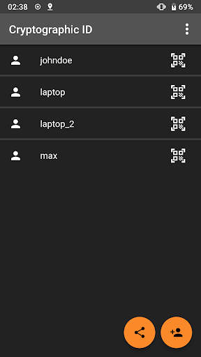 Android application Cryptographic ID screenshort